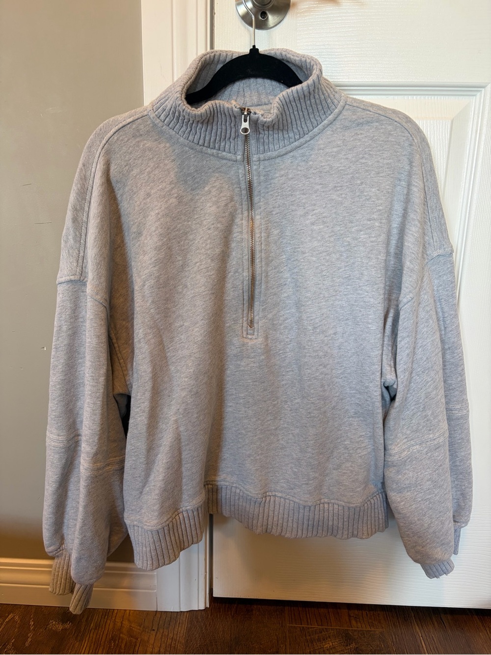 American Eagle Light Gray Half-Zip Sweater